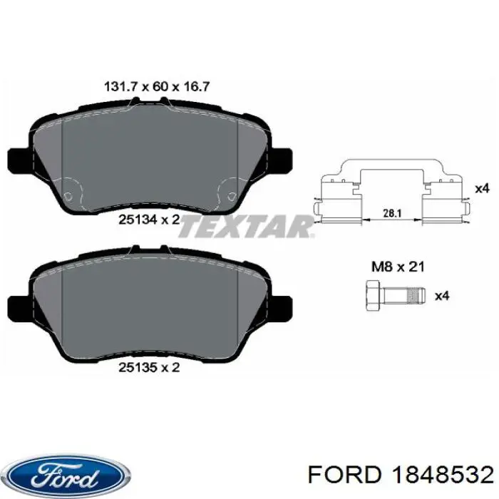 Pastillas de freno 1848532 Ford