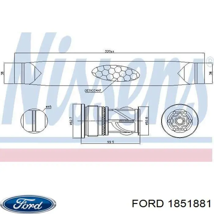 1851881 Ford receptor-secador del aire acondicionado