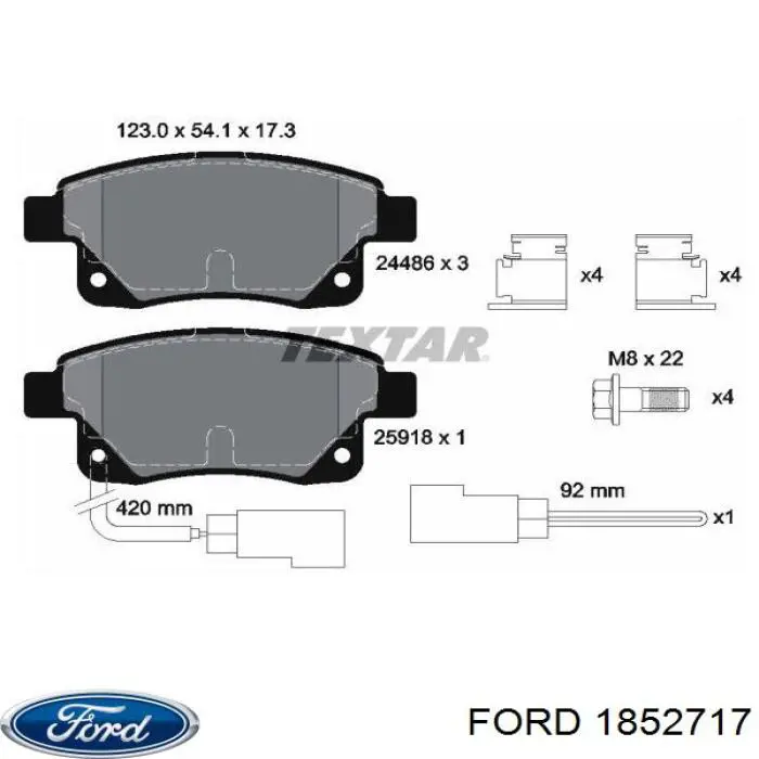 Pastillas traseras Ford 1852717