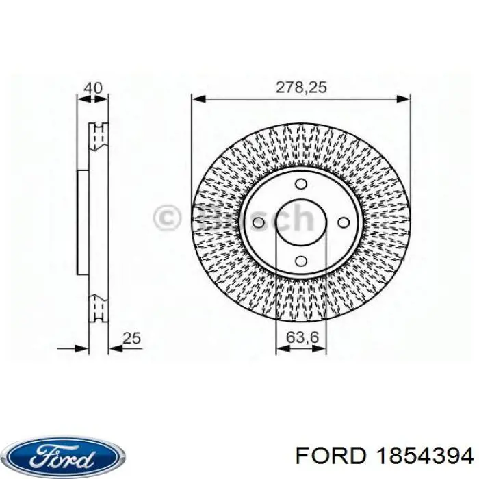 1854394 Ford freno de disco delantero