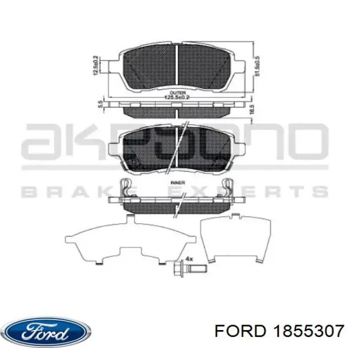 Pastillas de freno delanteras Ford 1855307
