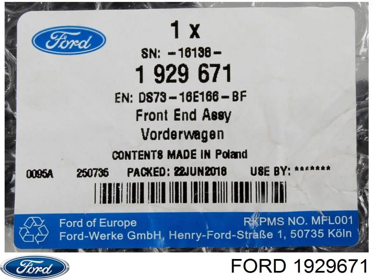1929671 Ford Cubierta superior del panel frontal (soporte del radiador)