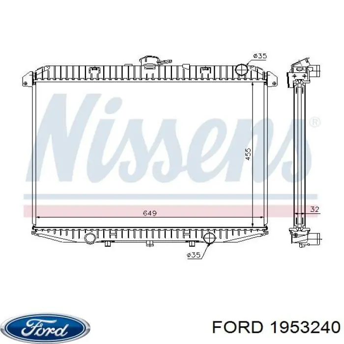 1953240 Ford radiador refrigeración del motor