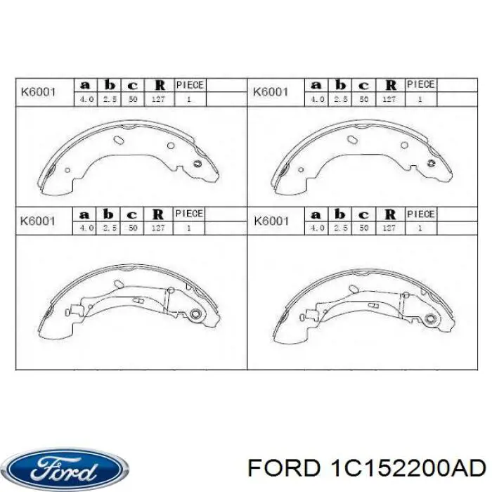 1C152200AD Ford zapatas de frenos de tambor traseras