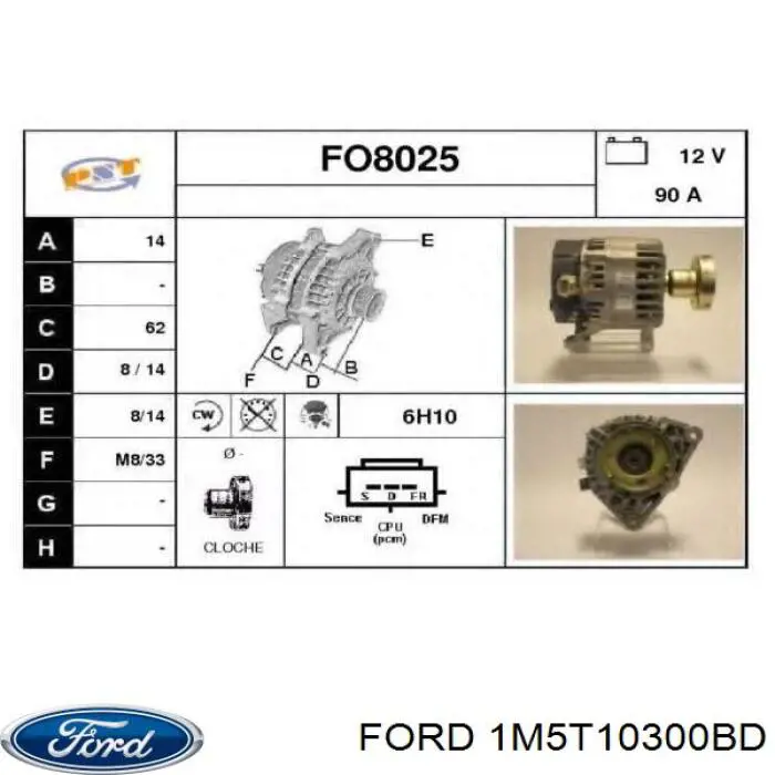1M5T10300BD Ford alternador