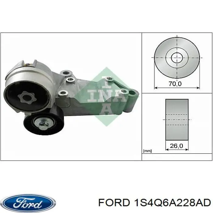 Comprar 1S4Q6A228AD Ford Tensor de correa poli V 