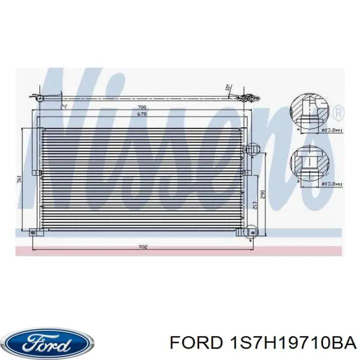 1S7H19710BA Ford condensador aire acondicionado