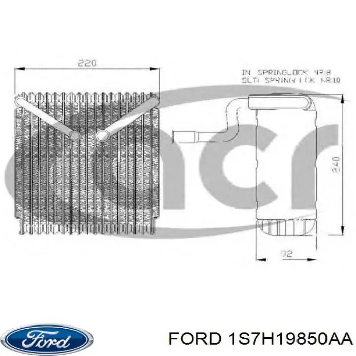 1S7H19850AA Ford evaporador, aire acondicionado