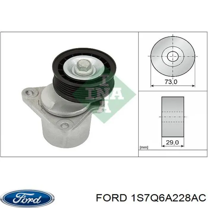 1S7Q6A228AC Ford tensor de correa, correa poli v