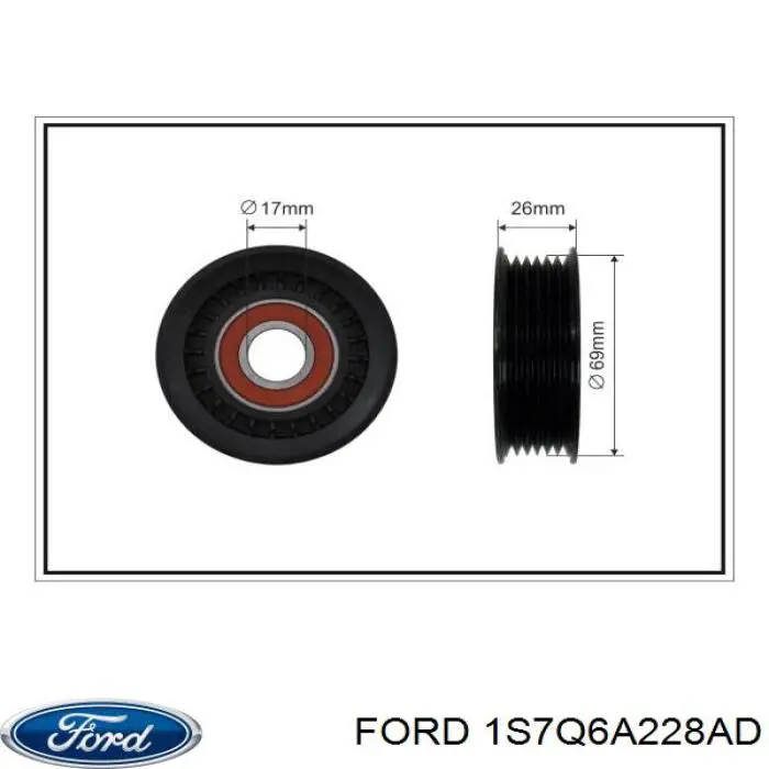 1S7Q6A228AD Ford tensor de correa, correa poli v