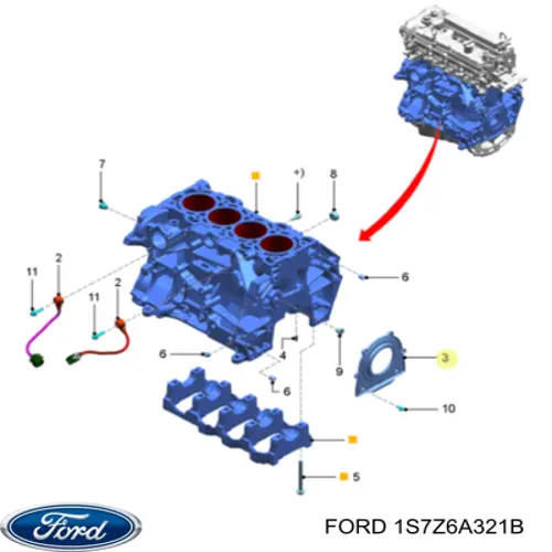1S7Z6A321B Ford Anillo retén cigüeñal