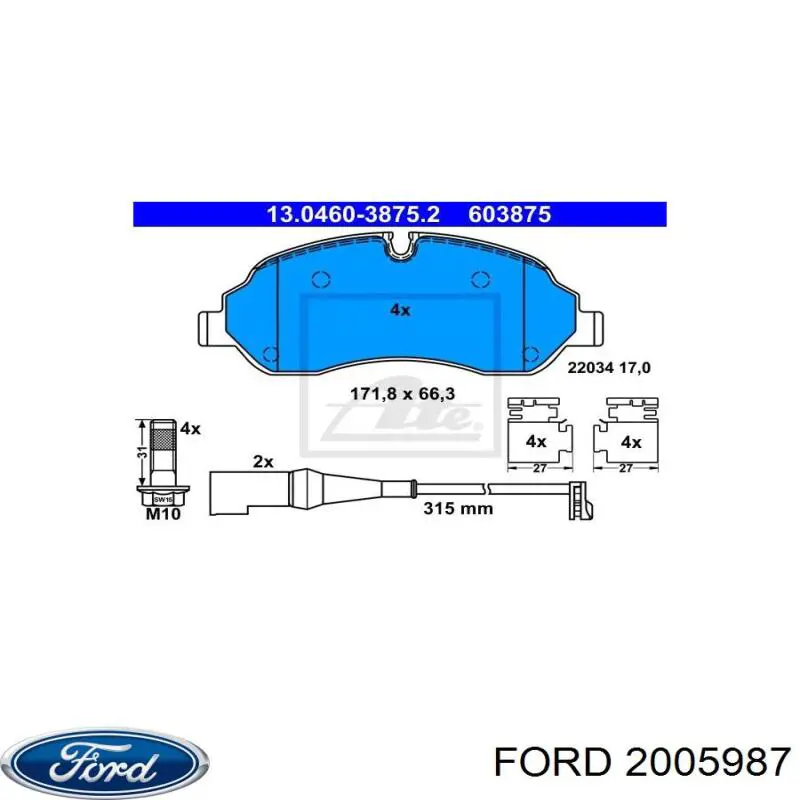 Comprar 2005987 Ford Pastillas delanteras de freno