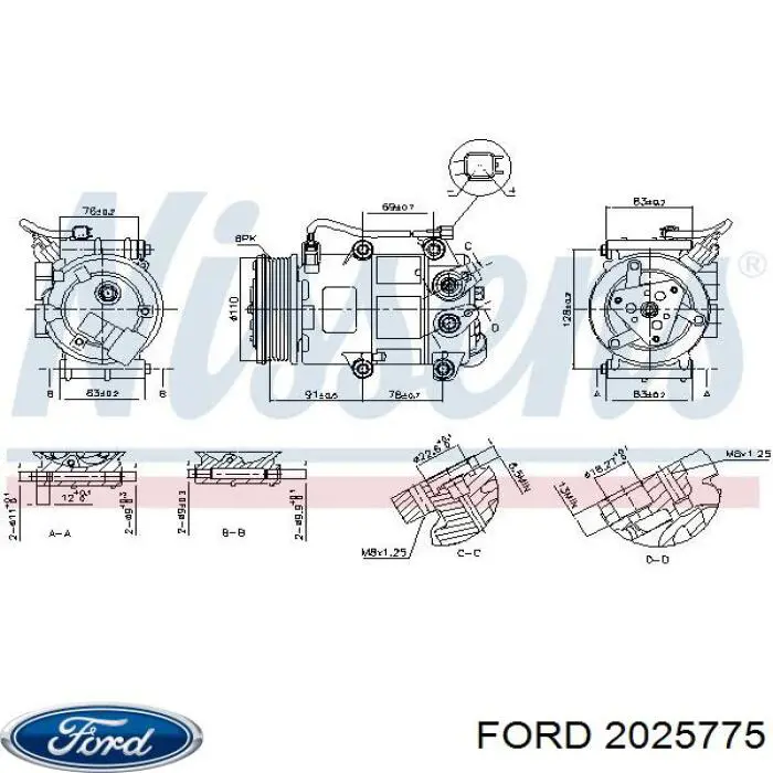 2025775 Ford compresor de aire acondicionado