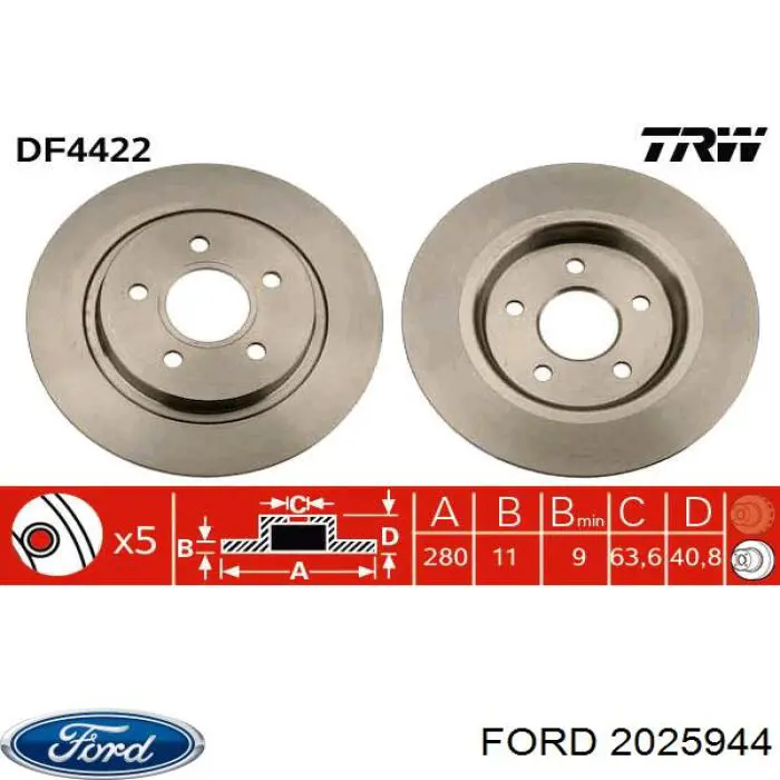 Disco de freno trasero Volvo V40 525, 526