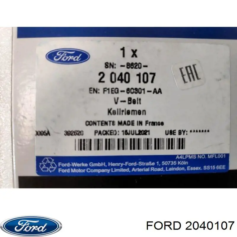 Correa de transmisión trapezoidal Ford 2040107 precio, desde 14,28 EUR