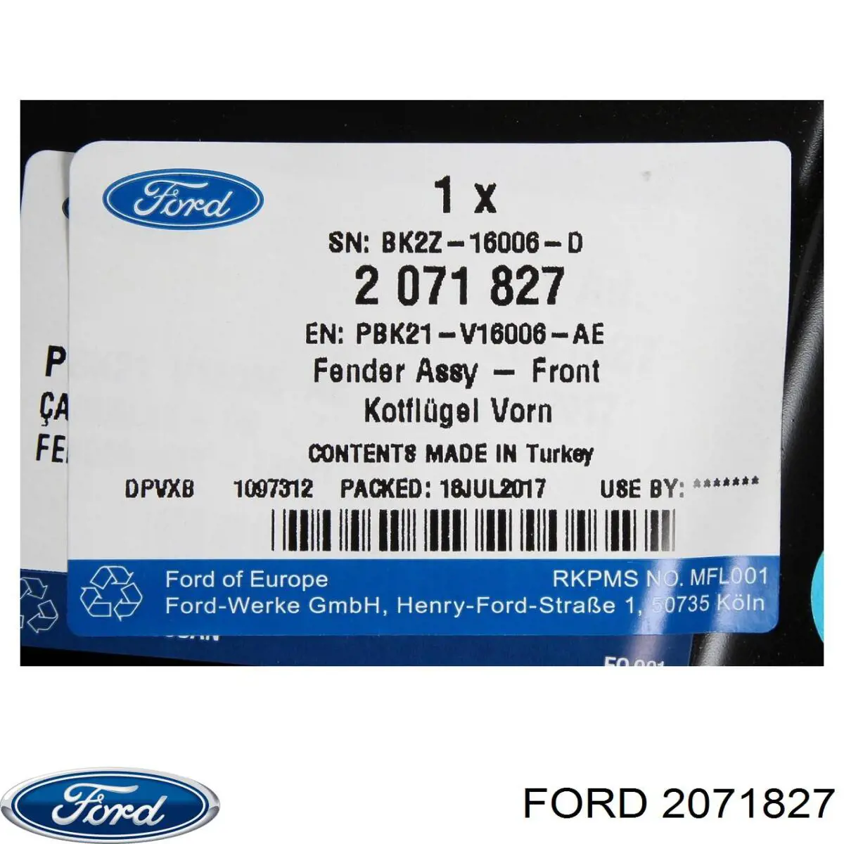Aleta delantera izquierda Ford 2071827 precio, desde 121,67 EUR