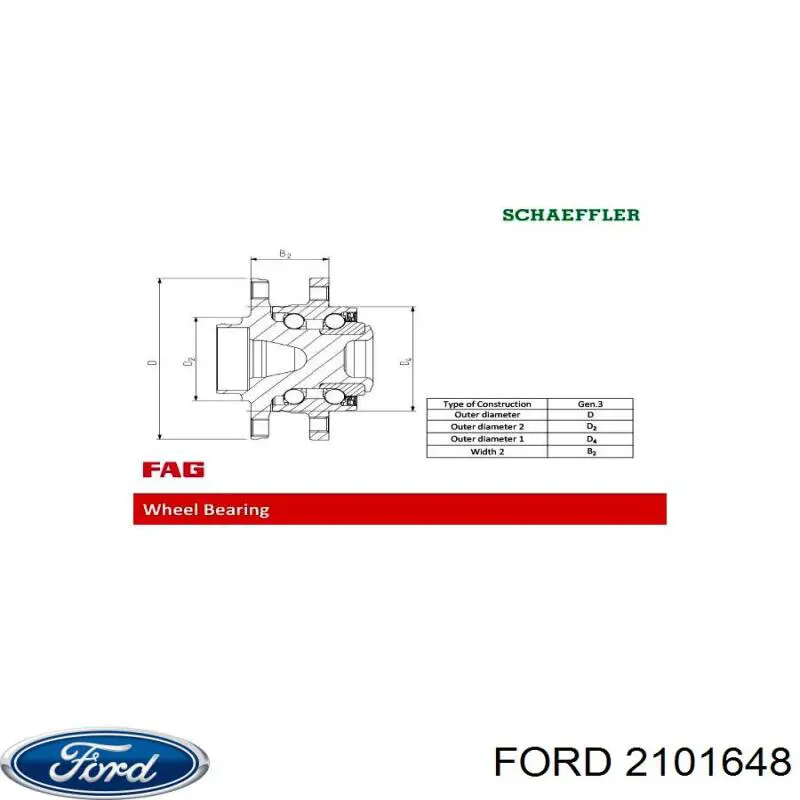 2101648 Ford cubo de rueda trasero