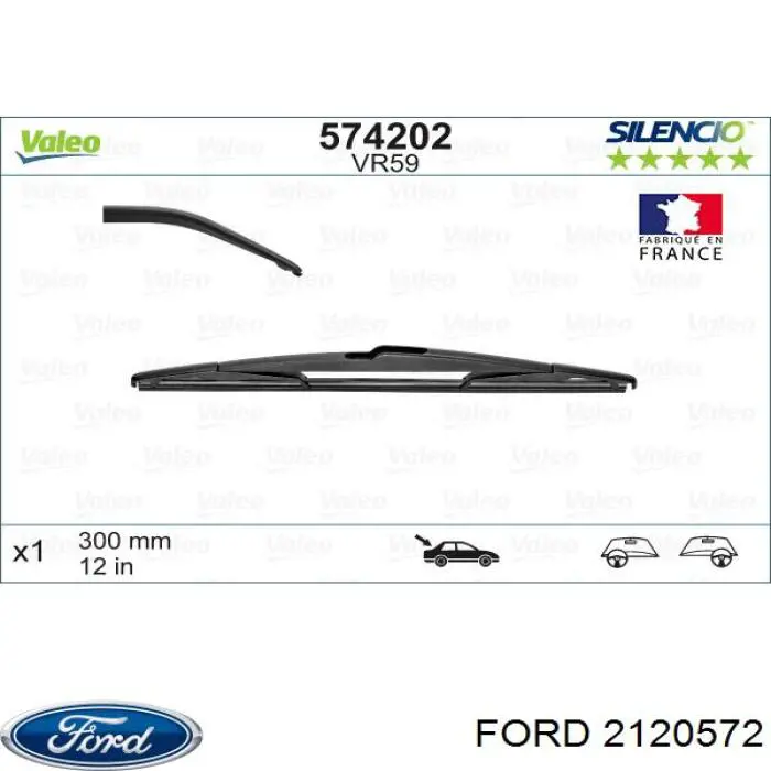 Limpiaparabrisas traseros 2120572 Ford