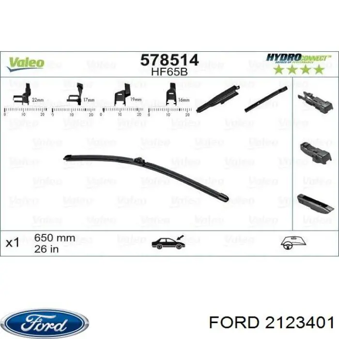 Comprar 2123401 Ford Juego de escobillas de luna delantera, 2 piezas