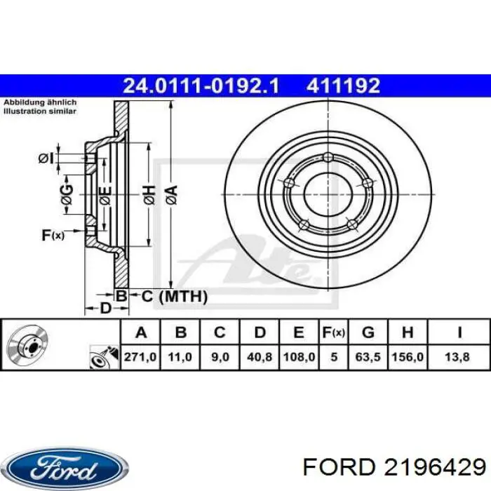 Disco de freno 2196429 Ford