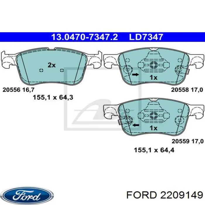 2209149 Ford pastillas de freno delanteras