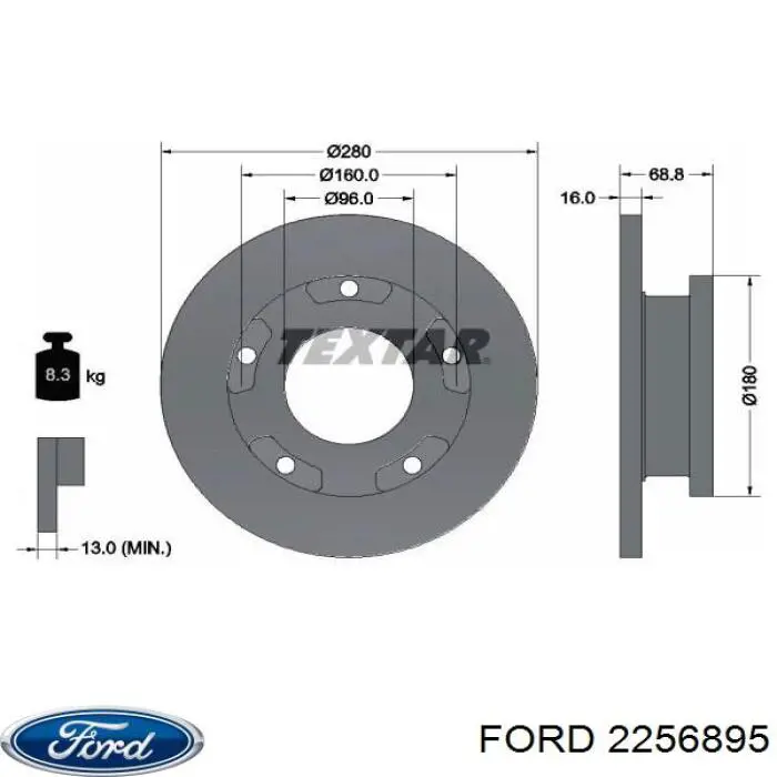 2256895 Ford disco de freno trasero