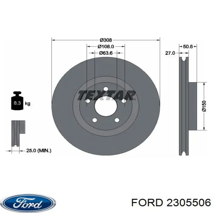 Comprar 2305506 Ford Freno de disco delantero