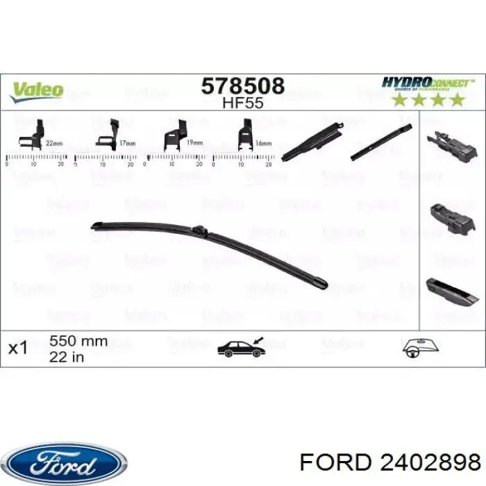 Escobilla del limpiaparabrisas del lado del conductor Ford 2402898 precio, desde 23,34 EUR