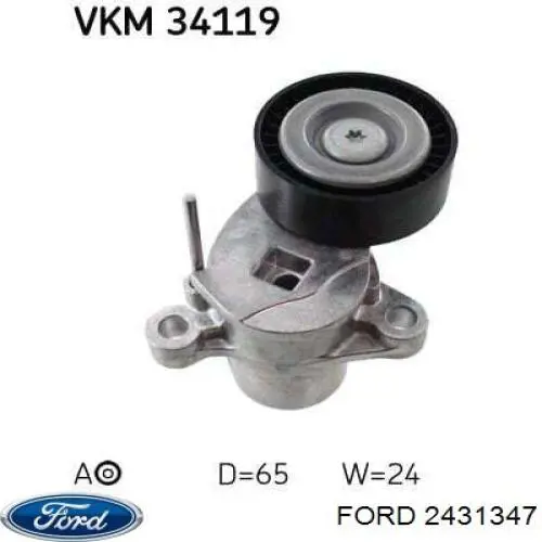 2431347 Ford tensor de correa, correa poli v