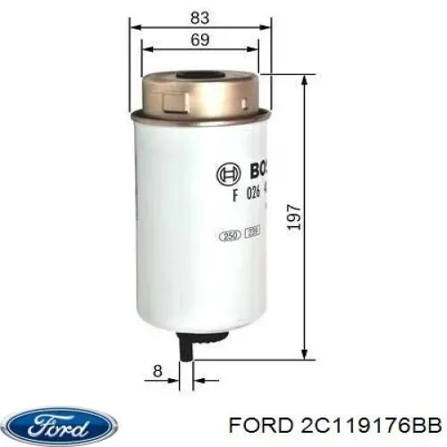 Filtro de combustible 2C119176BB Ford