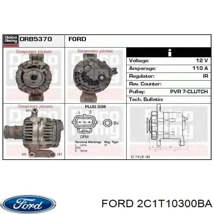 Alternador del motor Ford 2C1T10300BA precio, desde 117,61 EUR