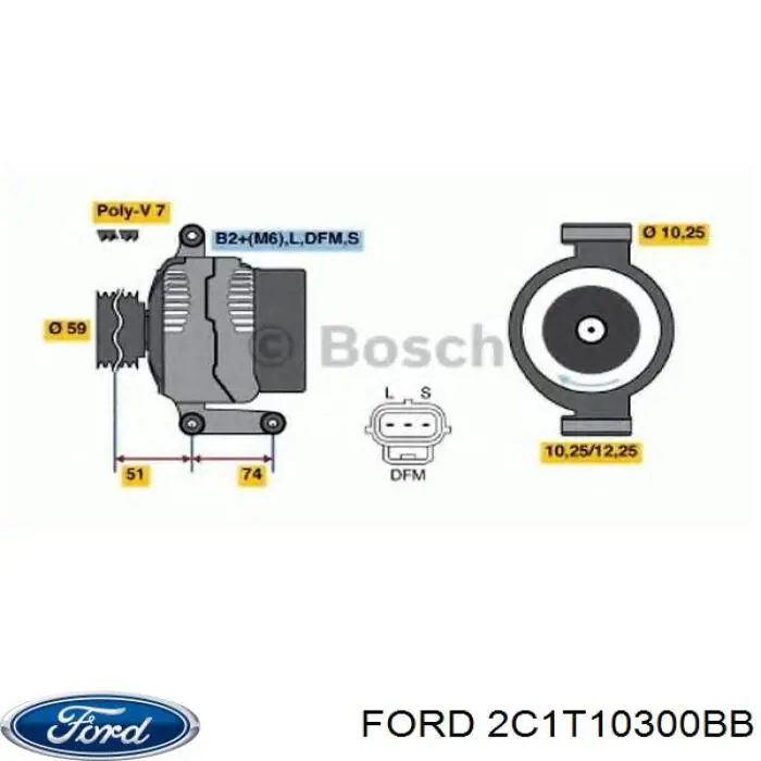 2C1T10300BB Ford alternador