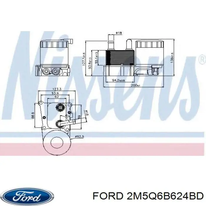 2M5Q6B624BD Ford Portafiltro de aceite