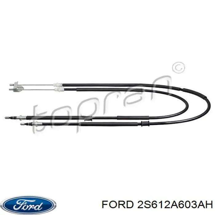 2S612A603AH Ford cable de freno de mano trasero derecho/izquierdo