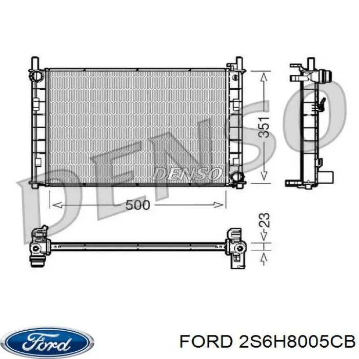 2S6H8005CB Ford radiador refrigeración del motor