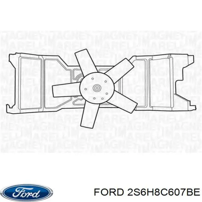 2S6H8C607BE Ford difusor de radiador, ventilador de refrigeración, condensador del aire acondicionado, completo con motor y rodete