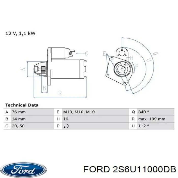 2S6U11000DB Ford motor de arranque