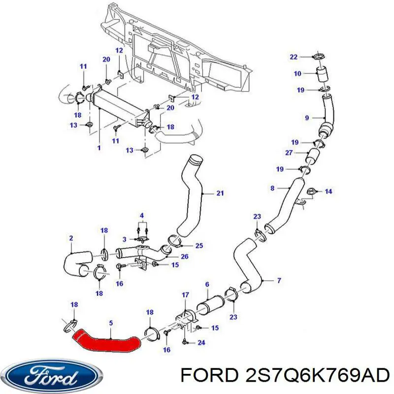 Manguera del intercooler Ford 2S7Q6K769AD precio, desde 17,30 EUR
