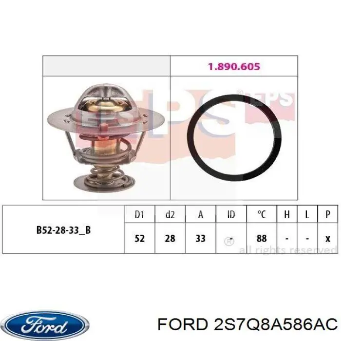 2S7Q8A586AC Ford caja del termostato
