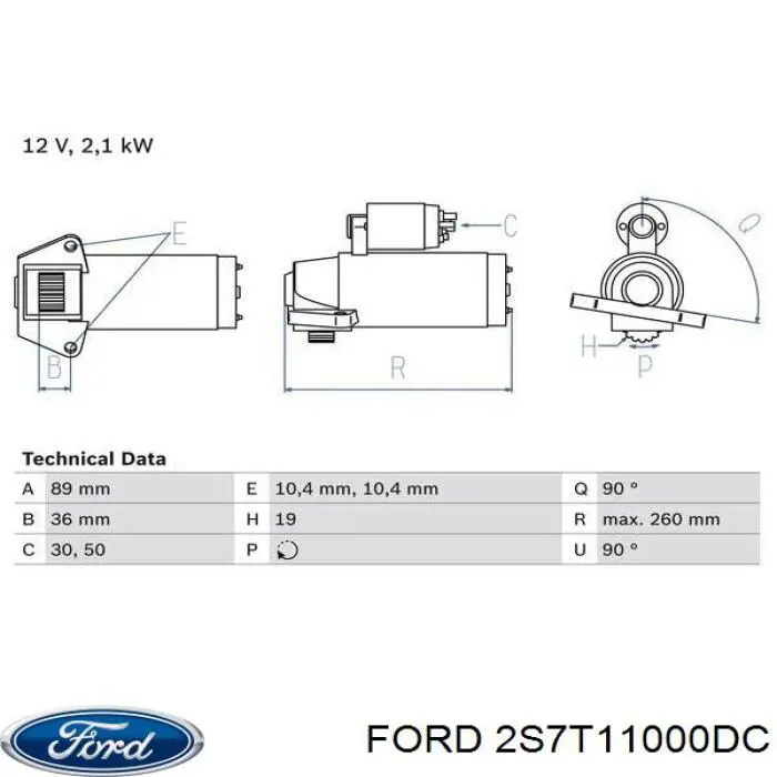 2S7T11000DC Ford motor de arranque