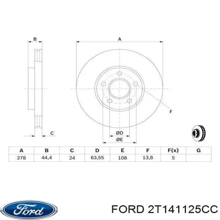 Frenos delanteros Ford 2T141125CC precio, desde 43,00 EUR