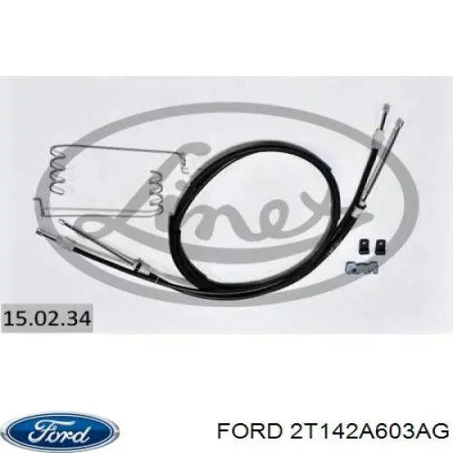 2T142A603AG Ford cable de freno de mano trasero derecho/izquierdo