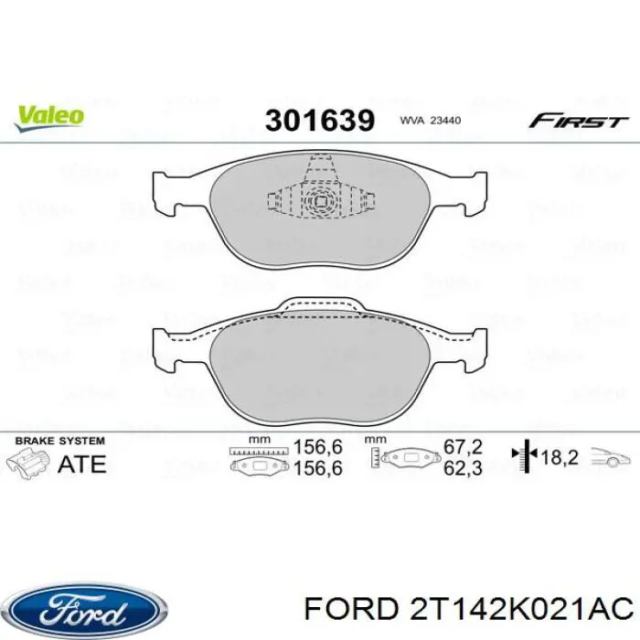 2T142K021AC Ford pastillas de freno delanteras