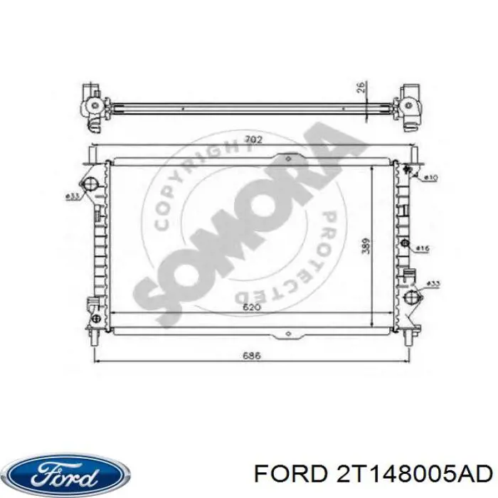 2T148005AD Ford radiador