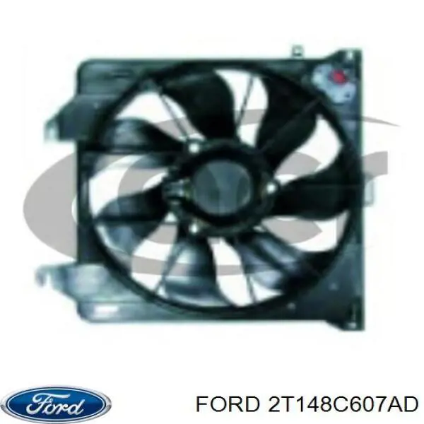 2T14 8C607 AD Ford difusor de radiador, ventilador de refrigeración, condensador del aire acondicionado, completo con motor y rodete