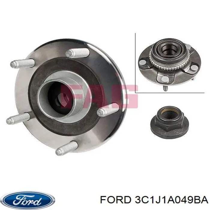 3C1J1A049BA Ford cubo de rueda trasero