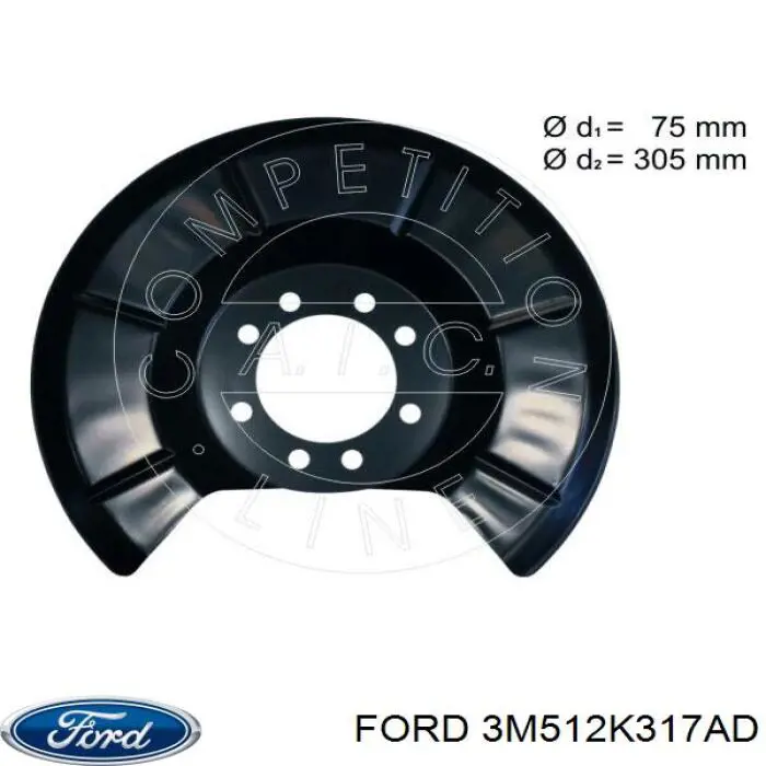 3M512K317AD Ford chapa protectora contra salpicaduras, disco de freno trasero