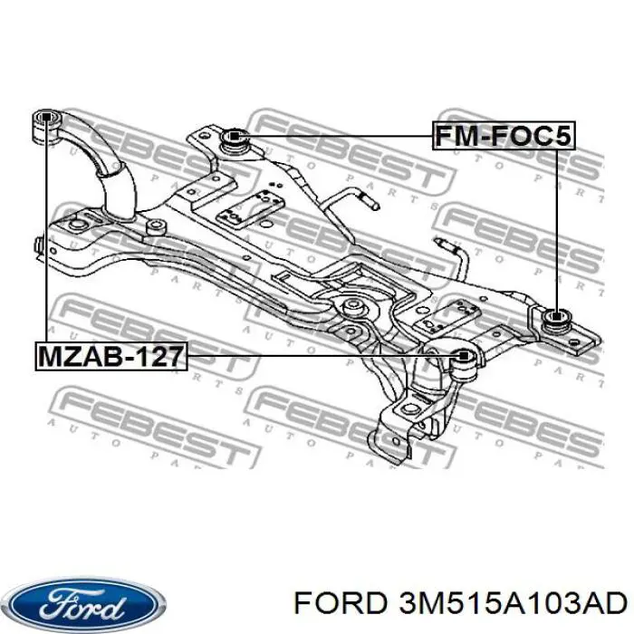 1254314 Ford bloqueo silencioso (almohada De La Viga Delantera (Bastidor Auxiliar))