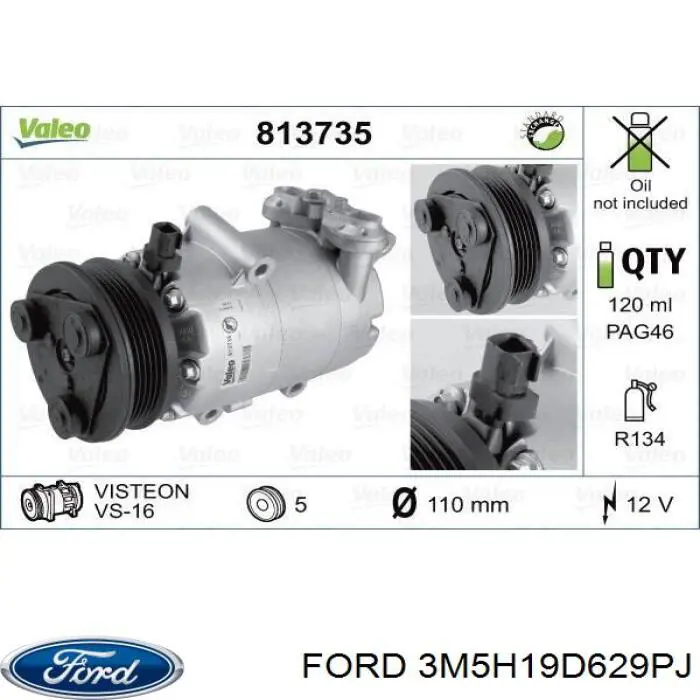 Comprar 3M5H19D629PJ Ford Compresor de aire acondicionado coche