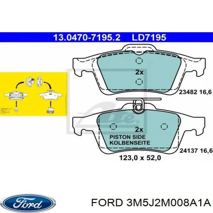 3M5J2M008A1A Ford pastillas de freno traseras